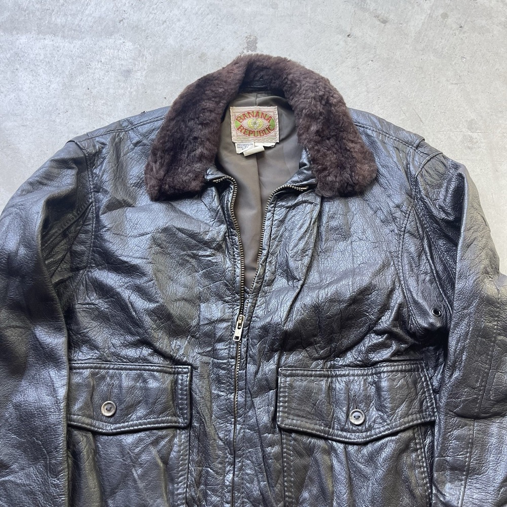 VTG 80s Banana Republic G-1 Leather Flight Jacket Men… - Gem